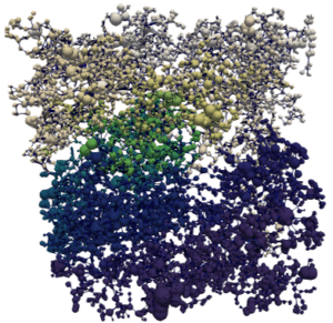 A fluid flow network within a sandstone sample